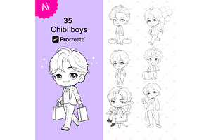 Procreate Chibi Boys Stamp Brushes