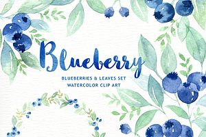 Blueberry Watercolor Clipart