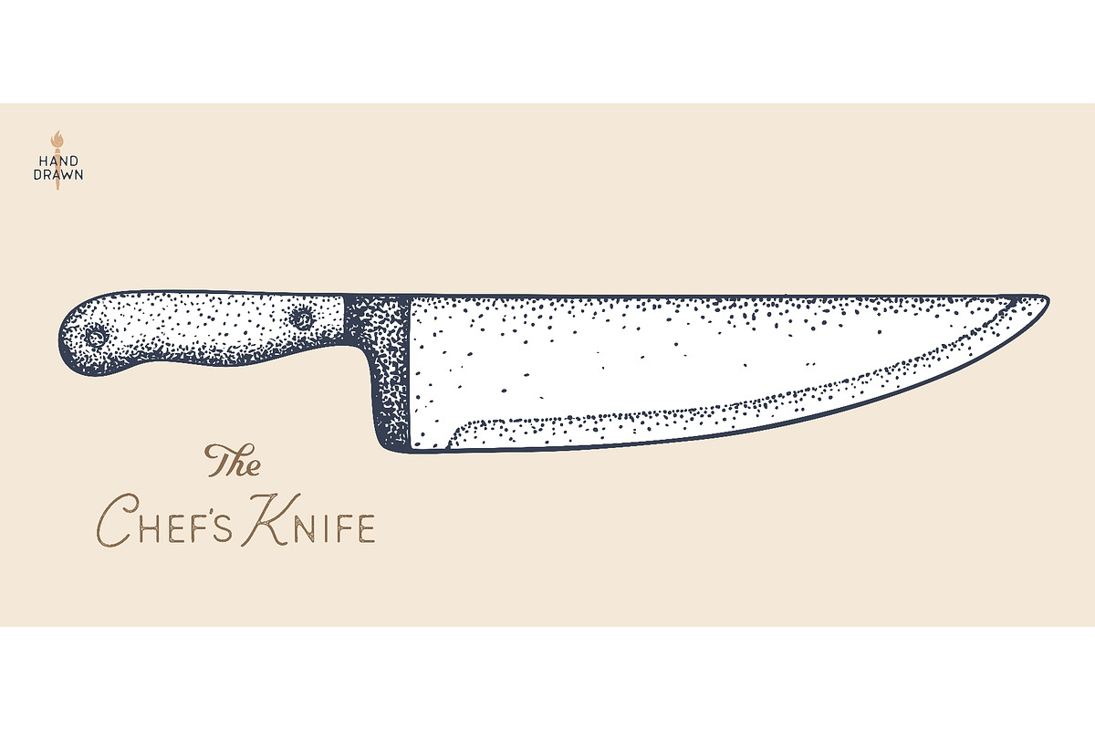 Butcher Knife. Hand drawn sketch, a Food Illustration by Foxys Graphic (Photo 1 of 3)