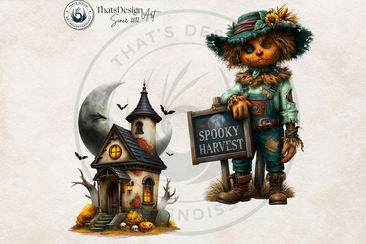 Funny Halloween Clipart PNG Set, a Seasonal Illustration by ThatsDesignArt (Photo 8 of 16)