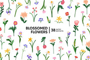 Blossomed flowers, floral plants set, a Decorative Illustration by Good Studio (Thumbnail 1 of 6)