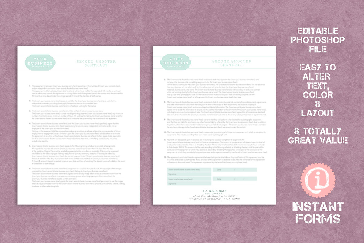 Second Shooter Photography Contract, a Stationery Template by InstantForms (Photo 2 of 3)
