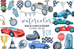 Watercolor Race Car Clipart PNG Blue, a Sport Illustration by PatternPalette
