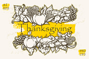 Thanksgiving Day. Hand Drawn design., an Illustration by MariShop (Thumbnail 1 of 3)