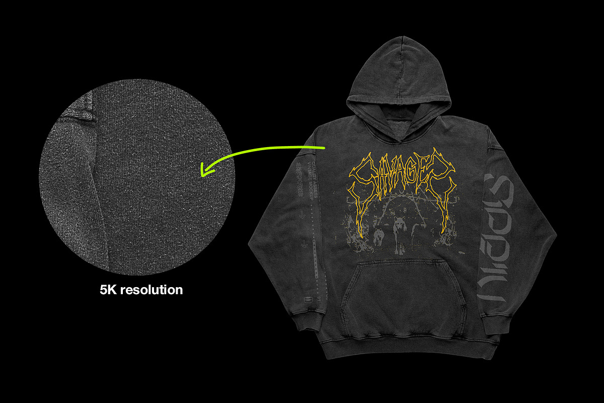 Vintage Oversized Hoodie Mockup, a Hoody Mockup by Mad Supply (Photo 3 of 6)