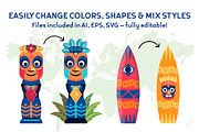 Tropical Set - Totems & Surfboards, an Object Illustration by Lettering_Logo (Thumbnail 4 of 8)