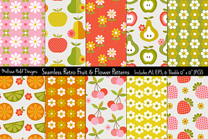 Retro Fruit Flower Patterns