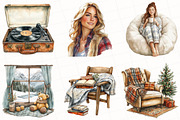 Christmas Winter Cabin Clipart, an Illustration by OK Design (Thumbnail 3 of 5)