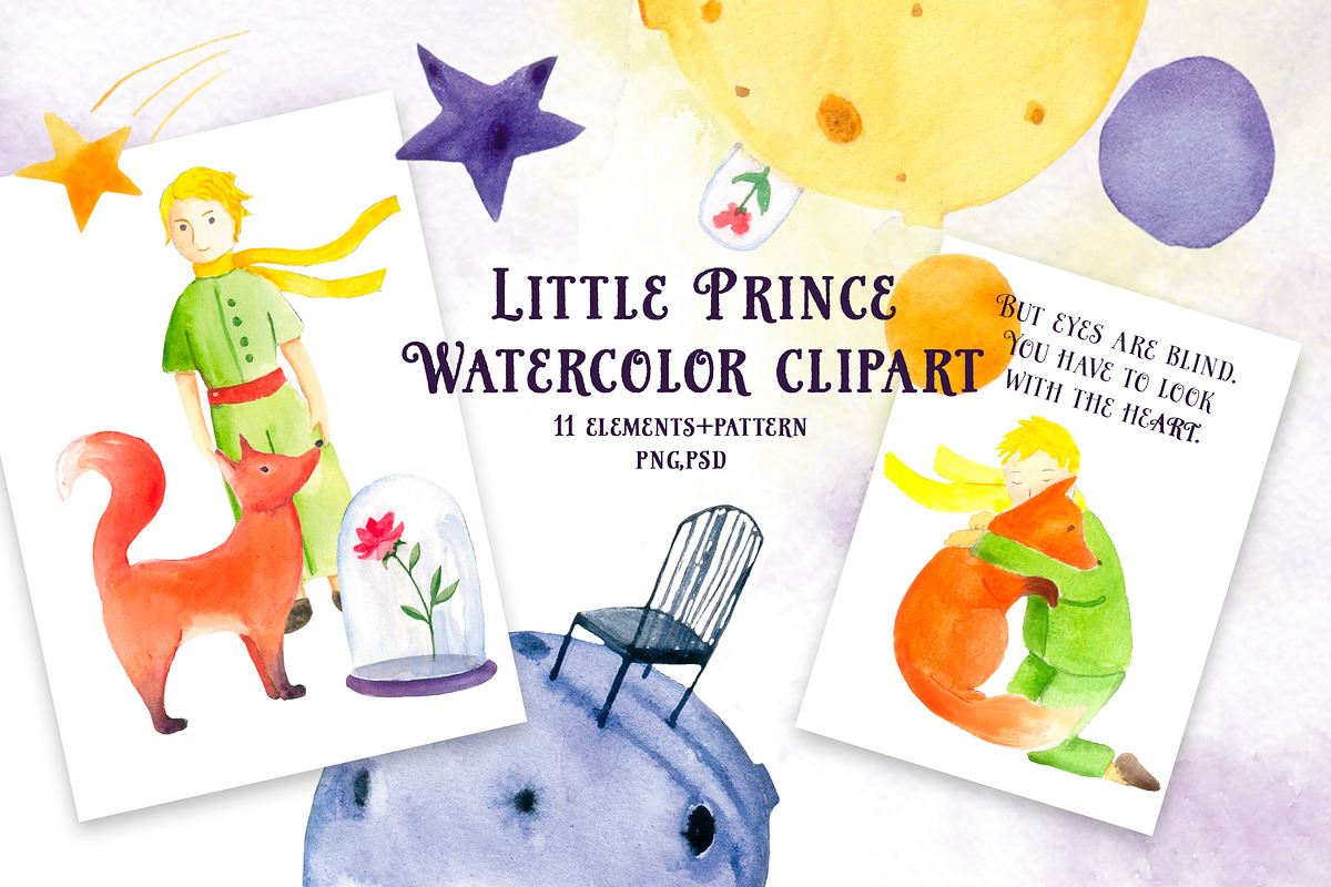 Little Prince watercolor clipart, an Object Graphic by Eves_Aquadreams