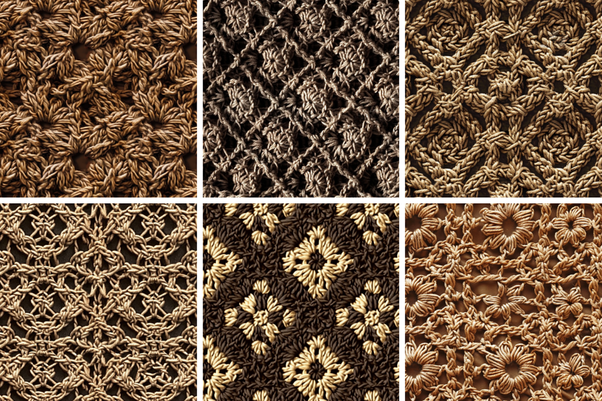 Brown Crochet Seamless Patterns, a Pattern Graphic by PrintablesByFranklyn (Photo 4 of 4)