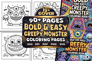 Bold Easy Creepy Monster Coloring