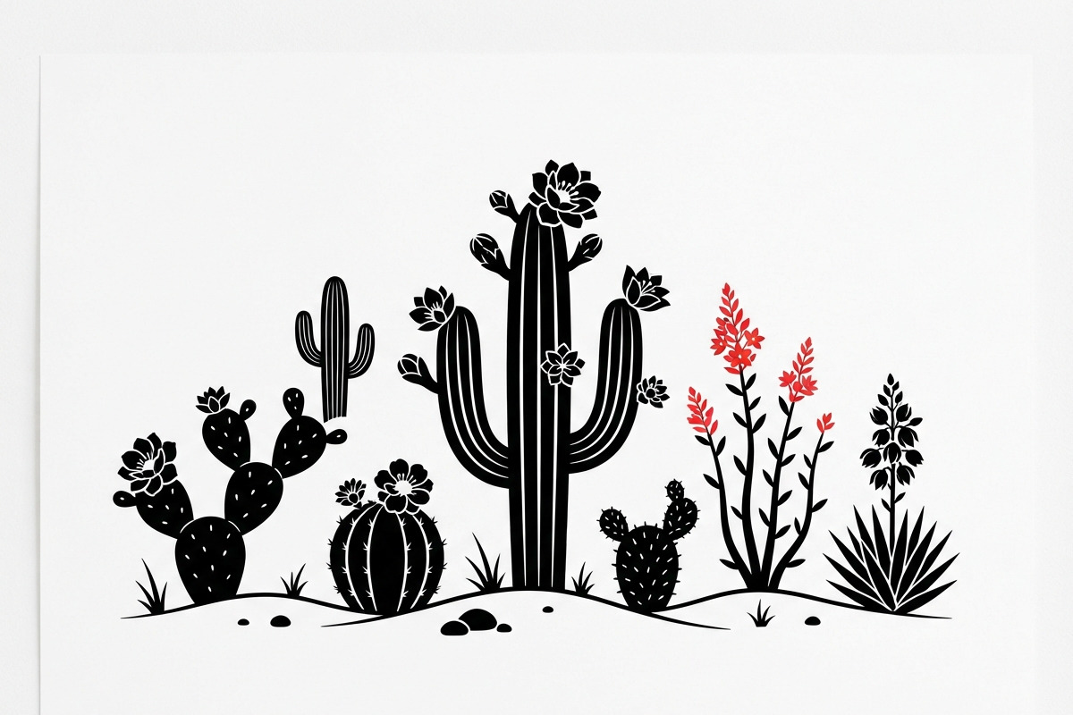 60 Desert Cactus Floral Silhouette, a Seasonal Illustration by Amazin_art (Photo 33 of 38)