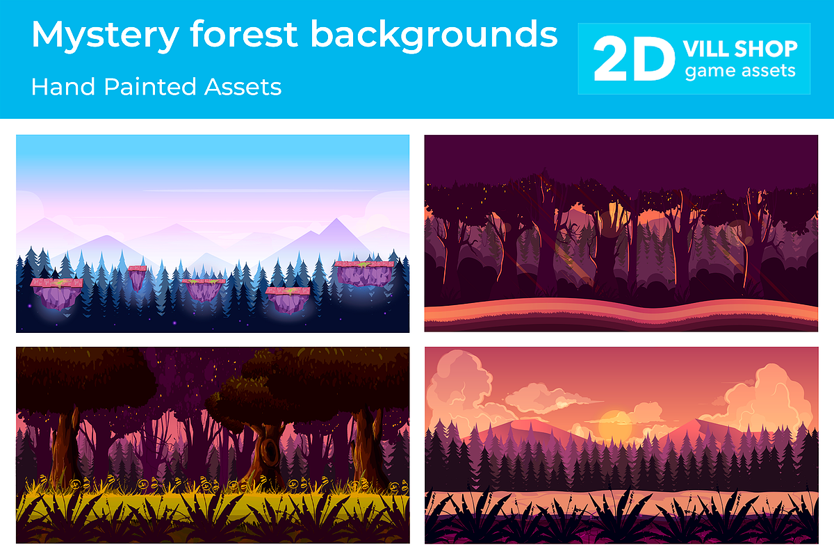 Mystery Forest Backgrounds Set, a Background Graphic by 2dvillShop