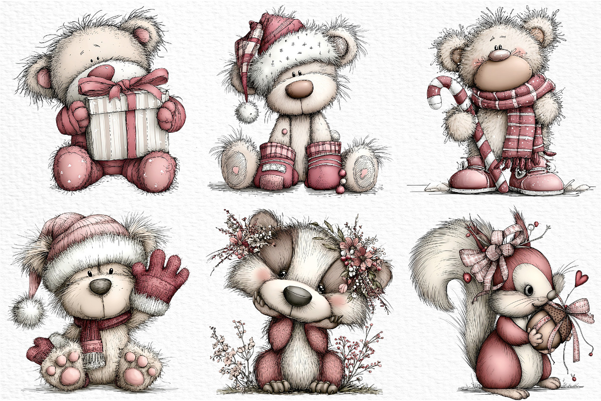 Whimsical Woodland Christmas Animals, an Illustration by Craft Nest (Photo 5 of 6)