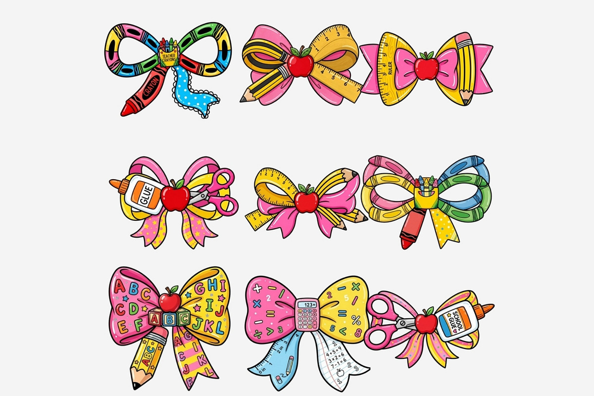 Teacher Bows Clipart Bundle, a Seasonal Illustration by Tanya Kart (Photo 7 of 13)