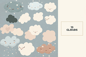 Moon And Stars Boho Nursery Clipart