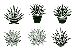 Aloe Vera vector silhouette set, an Object Graphic by Billah Hub
