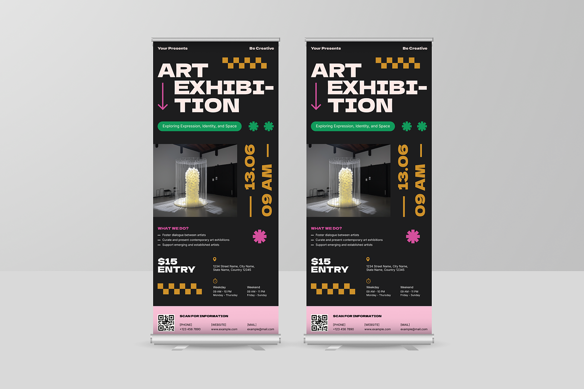 Art Exhibition Roll Up Banner, a Print Template by Annora Studio (Photo 2 of 6)