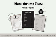 Monochrome Muse Price List Templates, a Stationery Template by Hell Yeah Designs (Thumbnail 1 of 8)