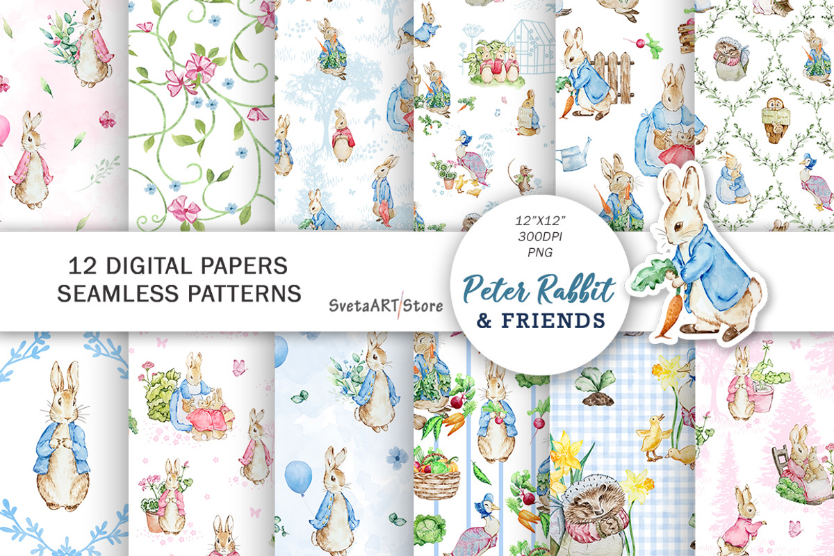 Peter Rabbit Seamless Patterns, a Pattern Graphic by SvetaArtStore (Photo 1 of 7)