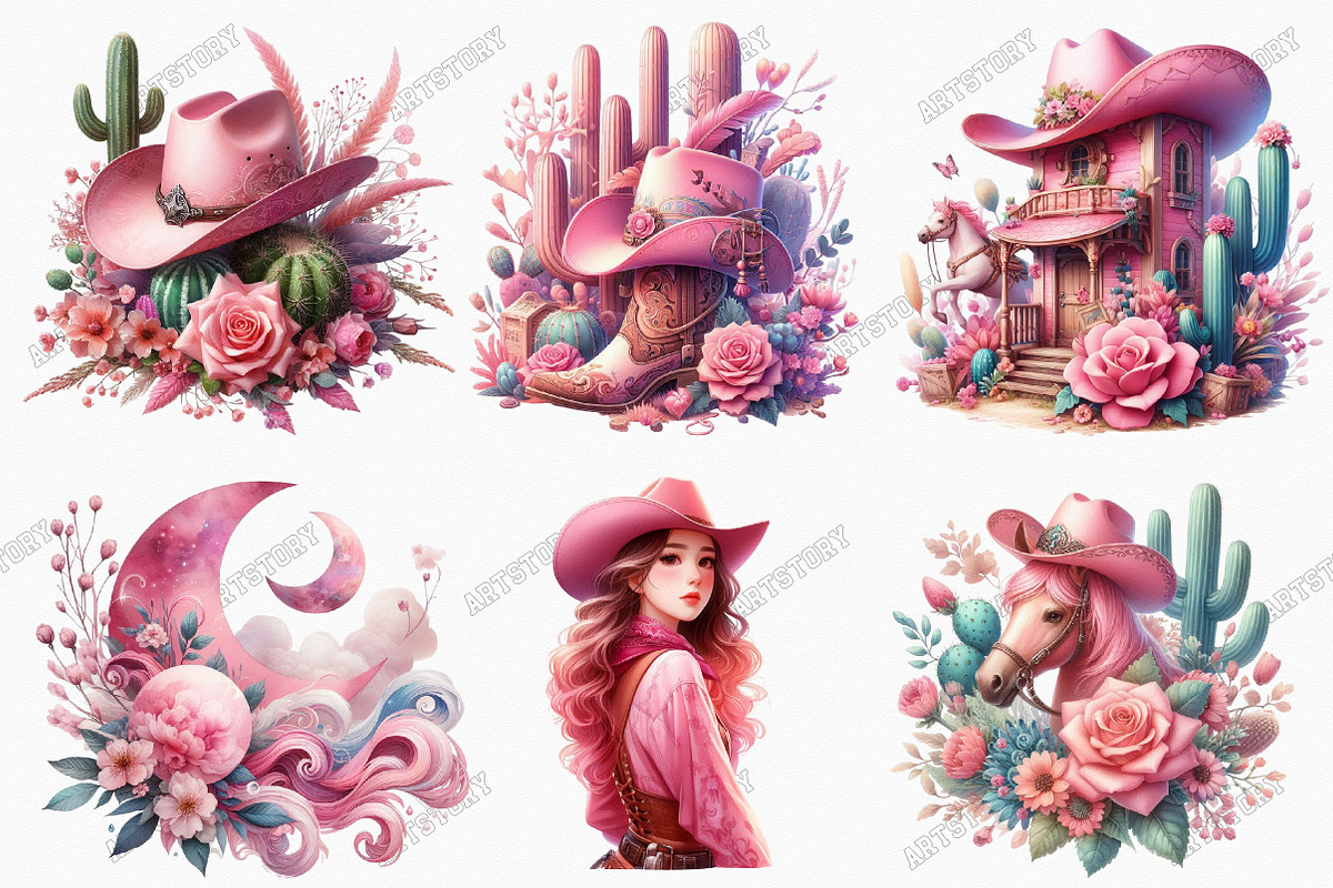 Watercolor Pink Western Cowgirl Bund, a Graphic by designcity5 (Photo 4 of 4)