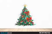 Coquette Glitter Christmas Tree Png, an Illustration by Watercolor design (Thumbnail 4 of 6)