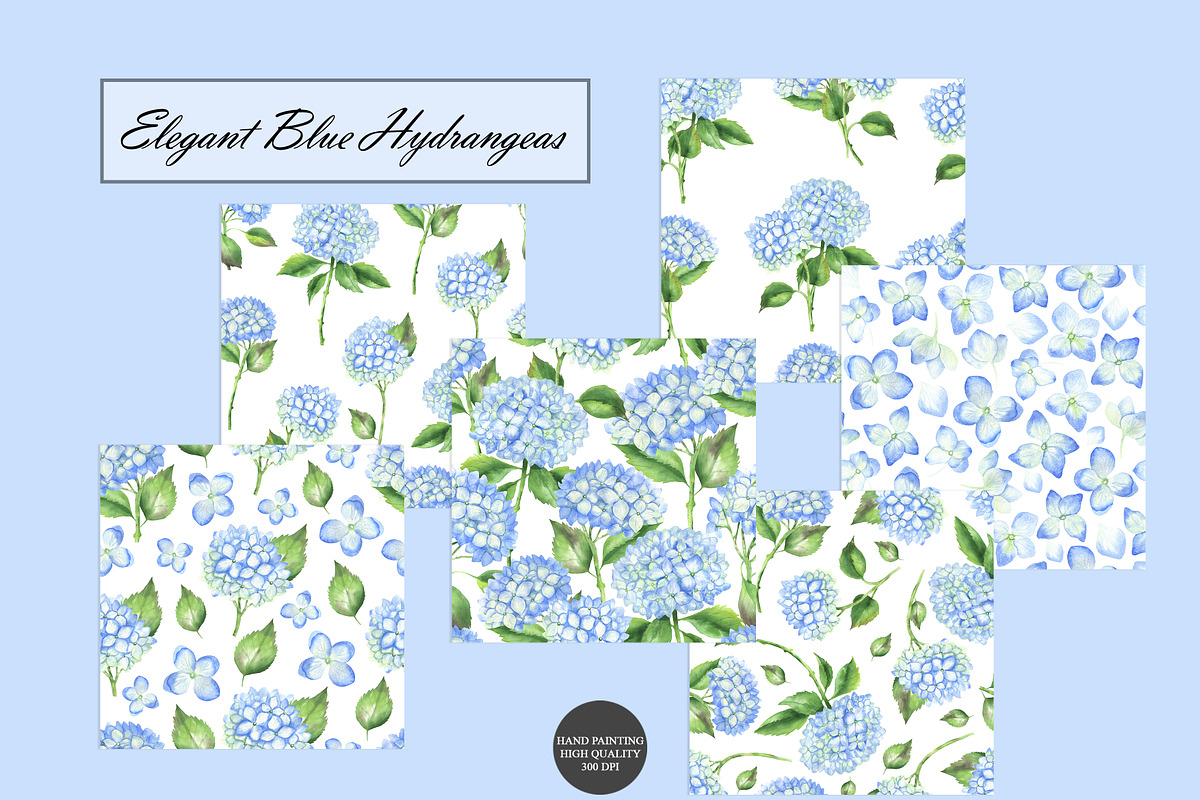 Hydrangea Watercolor Seamles Pattern, an Illustration by OlDm_Shop (Photo 8 of 9)