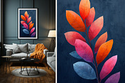 8 blue plant leaves art wall print, a Decorative Illustration by ARTOZEN DIGITAL (Thumbnail 4 of 13)