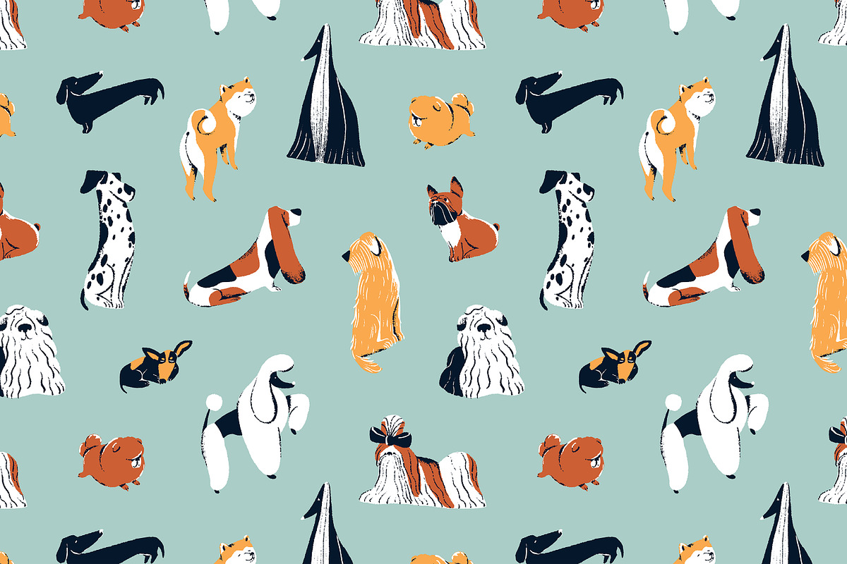 Cute dogs set, patterns, poster, an Animal Illustration by PaperTrident (Photo 5 of 13)