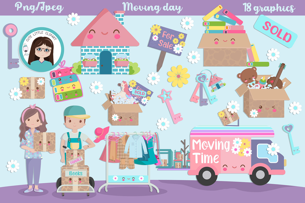 Moving day clipart, an Illustration by Cute Little Workshop (Photo 1 of 4)