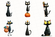 Quirky Halloween Black Cat Clipart, an Illustration by OK Design (Thumbnail 2 of 5)