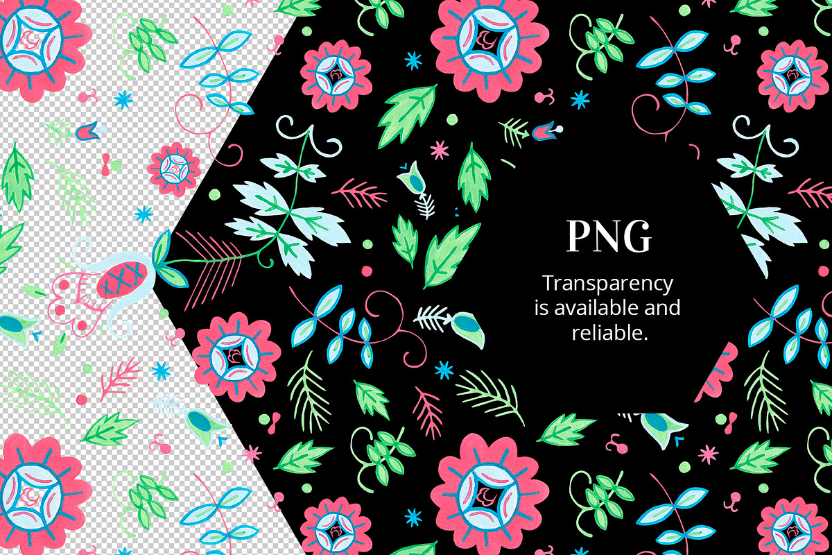 Floral pattern. Foliage and flowers, a Decorative Illustration by Folkheart (Photo 8 of 11)