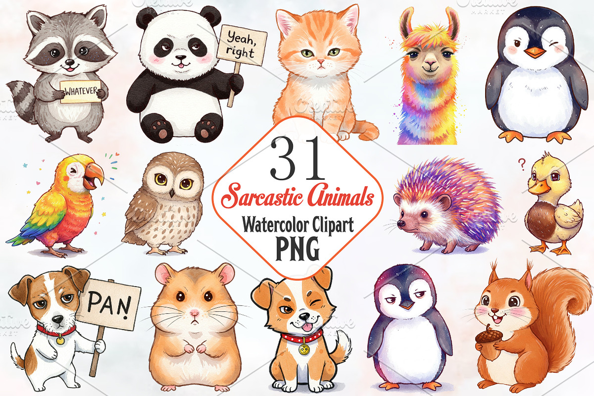 Sarcastic Animals Sublimation PNG, an Illustration by RobertsArt (Photo 1 of 7)