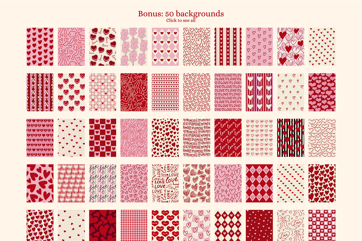 Valentine's Day Pattern Collection, a Pattern Graphic by Felizabeth Design (Photo 7 of 10)