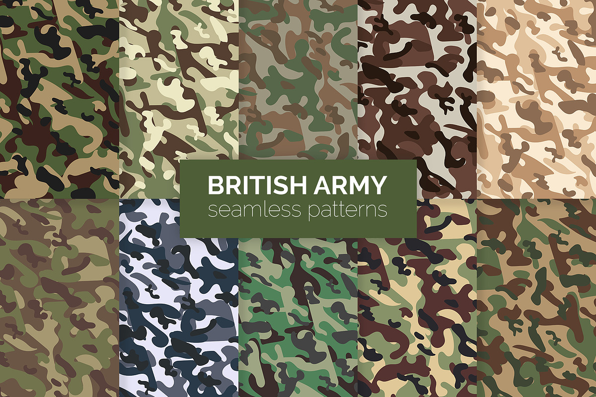 British Army Camouflage Patterns, a Pattern Graphic by 3Y_Design (Photo 1 of 6)