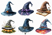 Watercolor Halloween Witch Hat PNG, an Illustration by Craft Nest (Thumbnail 5 of 6)