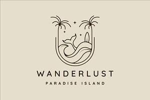 palm tree and whale tail logo line, a Branding & Logo Template by zyxroun shop