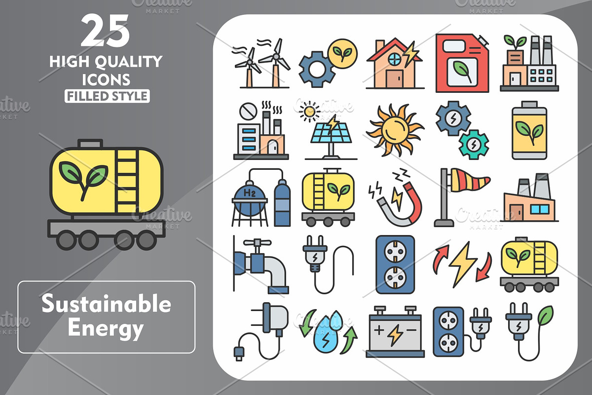 25 Sustainable Line Filled Icons, an Icon by Pexelpy