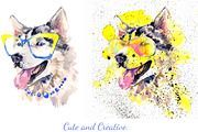 Cute Watercolor Dog, an Animal Illustration by KannaaDesign (Thumbnail 3 of 4)