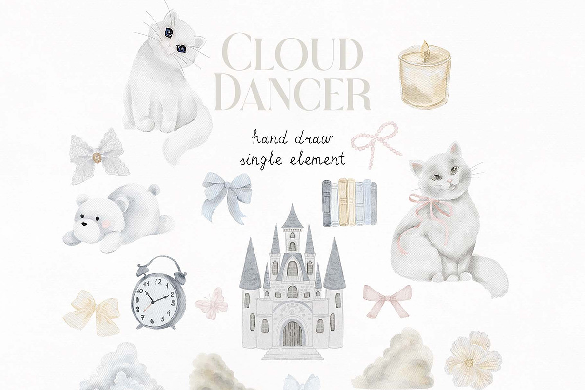 Cloud Dancer. Quirky watercolor., an Object Graphic by ma_i_vi (Photo 6 of 10)