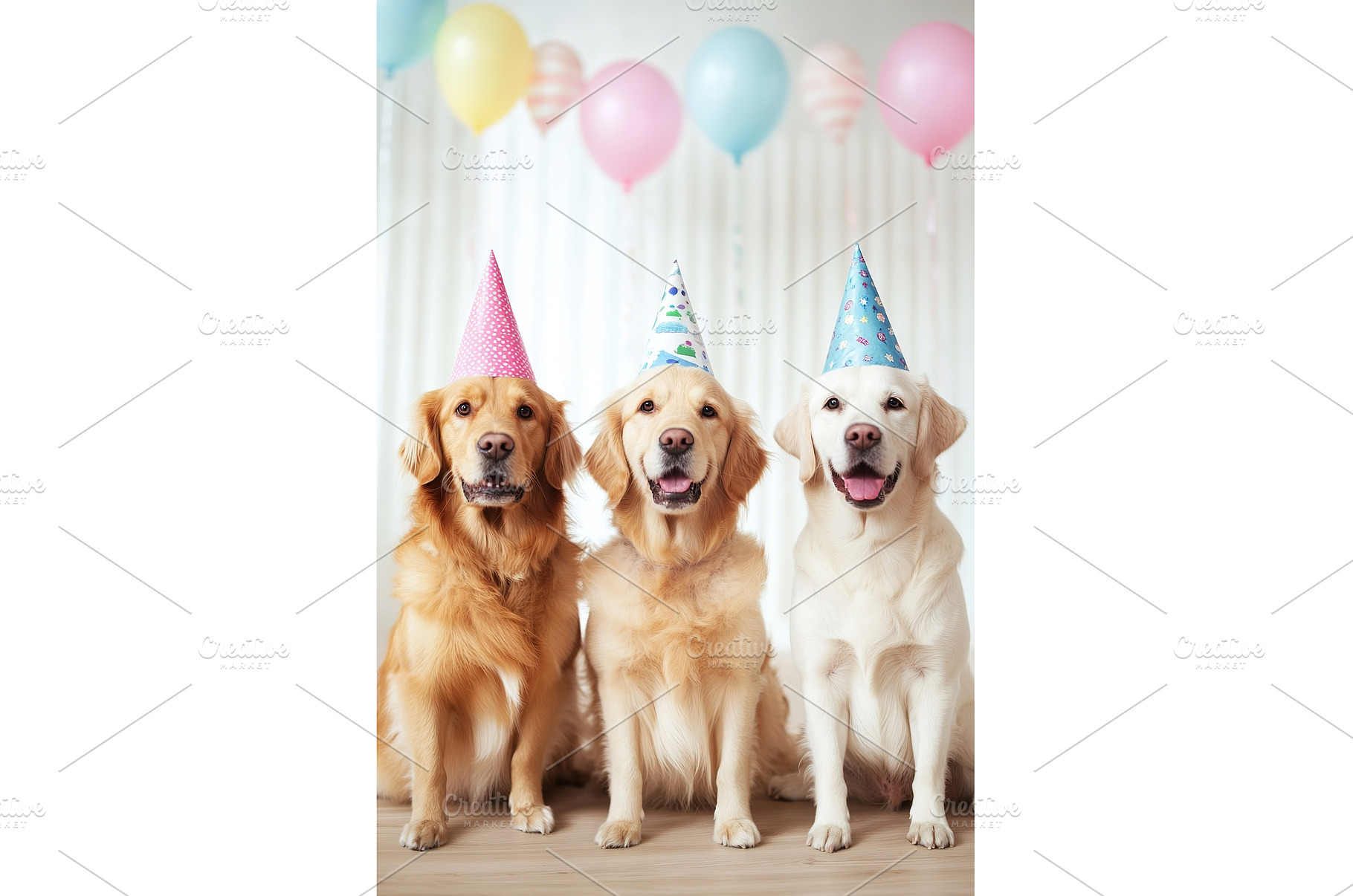 Three Golden Retrievers Wearing, an Animal Photo by Lermont51
