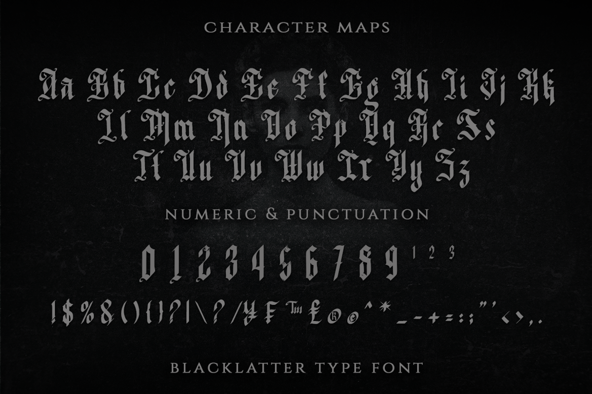 Kalimasada - Blackletter Type Font, a Blackletter Font by Meizzaluna Design (Photo 4 of 10)