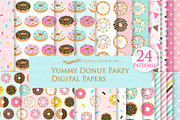 Yummy Donut Clipart+Pattern set, an Illustration by Mia's Graphic Design (Thumbnail 6 of 9)