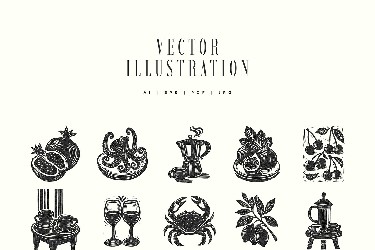 Linocut Kitchen | Poster Builder, an Object Graphic by KetteCreate (Photo 13 of 16)