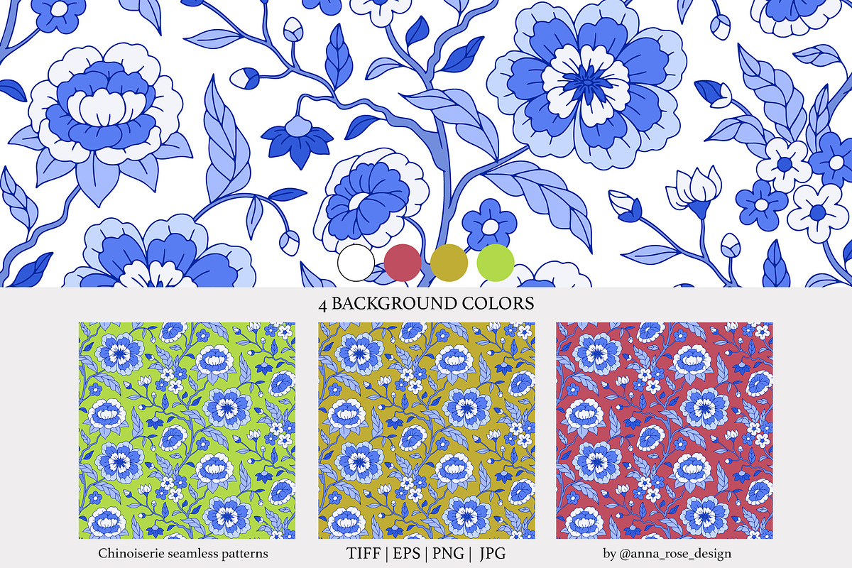 Blue Chinoiserie Patterns & Motifs, a Pattern Graphic by Rose Design (Photo 2 of 12)