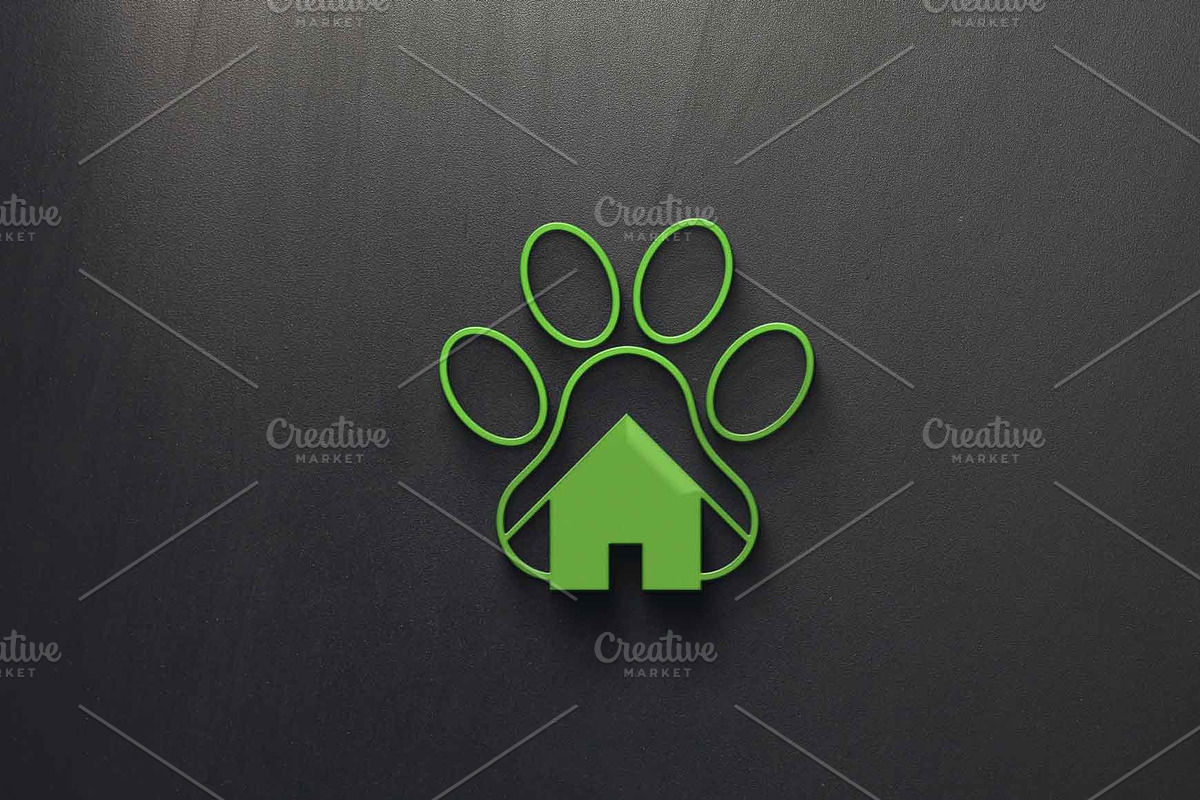 Cat or dog paw icon with house, a Branding & Logo Template by art_creater (Photo 1 of 2)