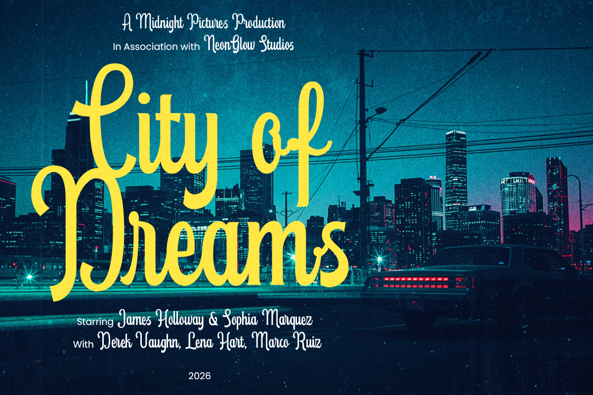 New Haven Retro Script Display Font, a Script Font by Letterhend Studio (Photo 9 of 9)