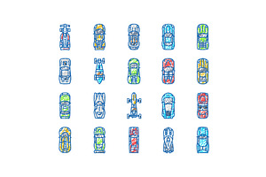 race car speed sport vehicle icons, an Object Illustration by pikepicture