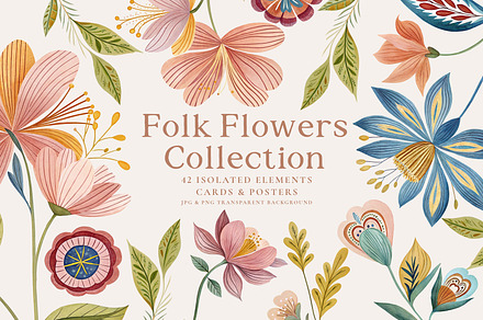 Spring Folk Flowers Collection, a Graphic by Paper Flowers Studio
