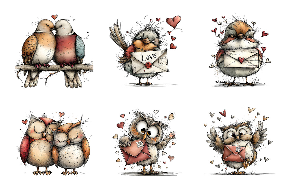 Valentines Birds Clipart PNG, an Illustration by SinaCreation (Photo 4 of 11)